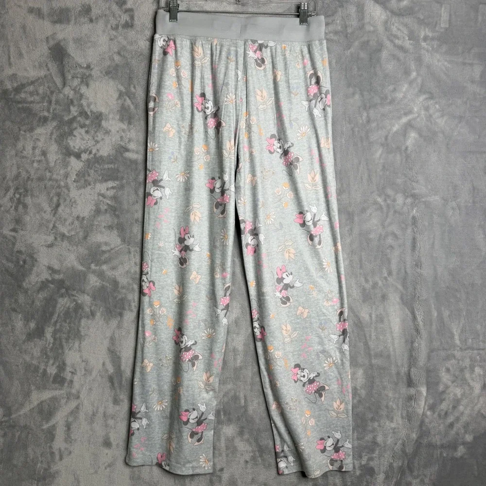 New Minnie Mouse Pajama Pants Womens S Grey Super Soft Lounge Relax Disney - Picture 2 of 8